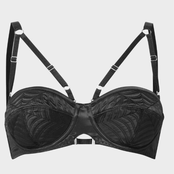 Killstar Spindle's Secrets Black Gothic Embossed Balcony Bra XXL NWT - Picture 4 of 5